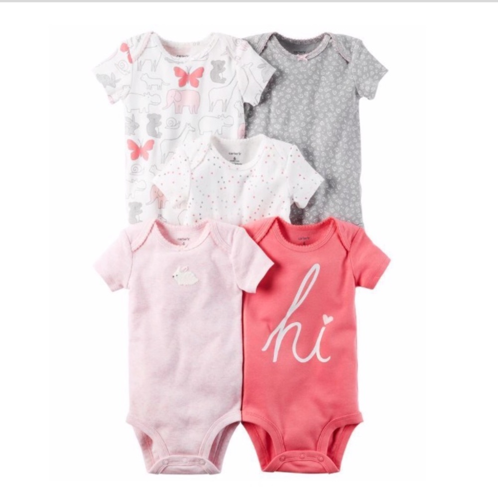 Baby Girl 5-pk. Pink Short Sleeve Onsies 3 months